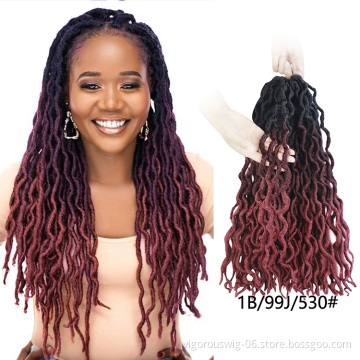 Vigorous custom label wholesale synthetic ombre pre stretched curly hair extensions gypsy faux locs crochet braiding hair